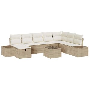 vidaXL Ensemble de canapé de jardin 9 Pièces Beige Poly rotin
