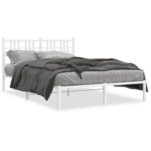 vidaXL Cadre de lit métal sans matelas et tête de lit blanc 140x190 cm