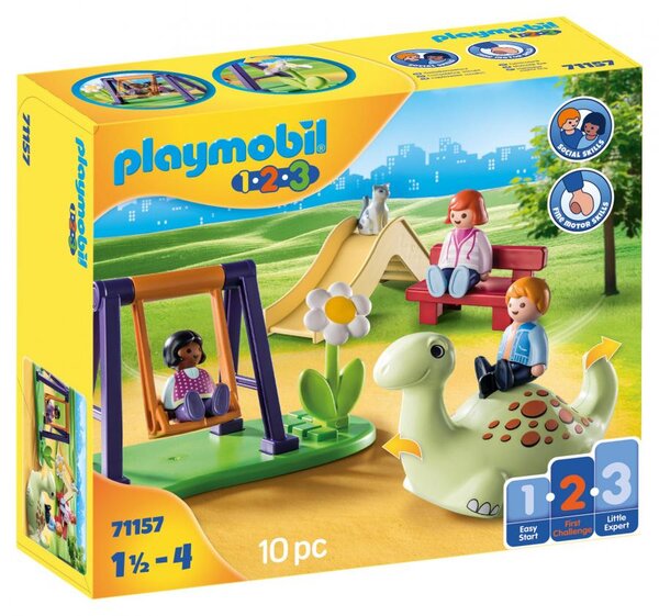 71157 Aire de jeux avec balancoire  toboggan et dinosaure a bascule