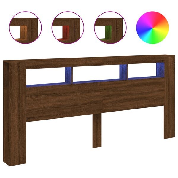 vidaXL Tête de lit à LED chêne marron 220x18 5x103 5cm bois ingénierie