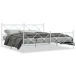 vidaXL Cadre de lit métal sans matelas et pied de lit blanc 193x203 cm
