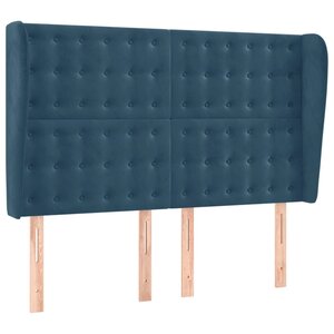 vidaXL Tête de lit avec oreilles Bleu foncé 147x23x118/128 cm Velours