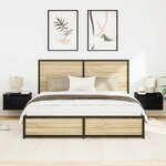 Armoires de chevet vidaXL avec lumières LED 2 Pièces murales en chêne noir