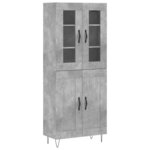 vidaXL Buffet haut Gris béton 69 5x34x180 cm Bois d'ingénierie