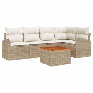 vidaXL Ensemble de canapé de jardin 6 Pièces Beige et blanc