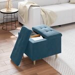 vidaXL Pouf de rangement avec coussin Bleu 60 x 60 x 45 cm Velours