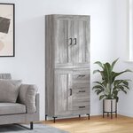 vidaXL Buffet haut Sonoma gris 69 5x34x180 cm Bois d'ingénierie