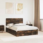 vidaXL Cadre de lit Chêne fumé 150 x 200 cm Bois d'ingénierie