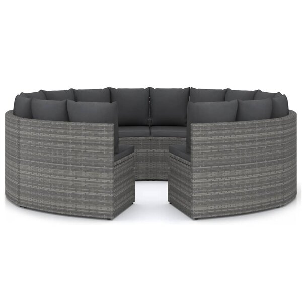 vidaXL Salon de jardin 8 Pièces avec coussins Résine tressée Gris
