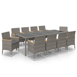 vidaXL Ensemble à manger d'extérieur 11 Pièces coussins Résine tressée