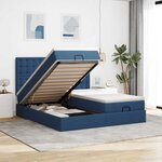 VidaXL Cadre de lit ottoman avec matelas bleu 200x200cm tissu