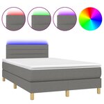 vidaXL Sommier à lattes de lit matelas LED gris foncé 120x190 cm tissu
