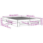 vidaXL Cadre de lit chêne fumé 135x190 cm bois d'ingénierie
