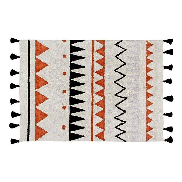 Tapis coton motif indien - rouge -120 x 160