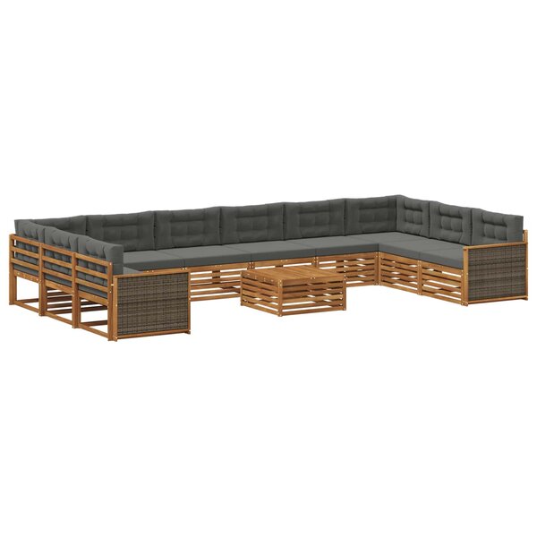 vidaXL Ensembles de canapés avec coussin 11 Pièces Bois d'Acacia Massif