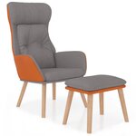 vidaXL Chaise de relaxation repose-pied Gris clair Similicuir et tissu
