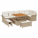vidaXL Ensemble de canapé de jardin avec coussin 9 Pièces Beige  Crème