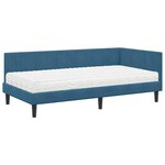vidaXL Cadre de lit d'angle avec matelas Bleu 90 x 190 cm Velours