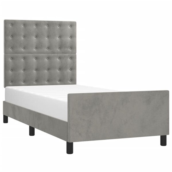 vidaXL Cadre de lit avec tête de lit Gris clair 90x200 cm Velours