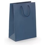 Sac pelliculé mat bleu nuit à poignées cordelières 19 x 27 x 10 cm (lot de 25)