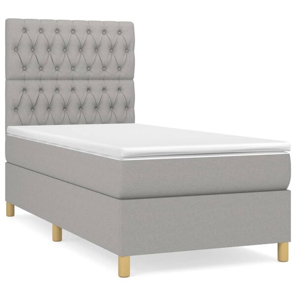 vidaXL Sommier à lattes de lit avec matelas Gris clair 100x200cm Tissu