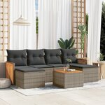 vidaXL Salon de jardin avec coussins 7 Pièces gris résine tressée