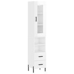 vidaXL Buffet haut Blanc brillant 34 5x34x180 cm Bois d'ingénierie
