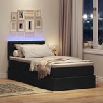 vidaXL Lit de rangement LED avec matelas Noir 90 x 190 cm Tissu