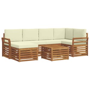 vidaXL Ensemble de canapés d'extérieur 7 pc Naturel et Crème Polyester