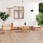 vidaXL Salon de jardin 7 Pièces avec coussins crème bois de teck solide