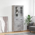 vidaXL Buffet haut Gris béton 69 5x34x180 cm Bois d'ingénierie