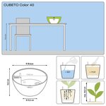 LECHUZA Jardinière CUBETO Stone 40 ALL-IN-ONE noir graphite 13842