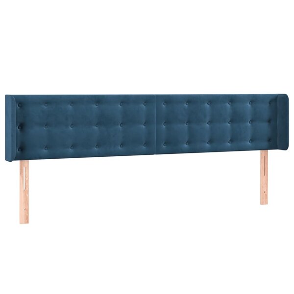 vidaXL Tête de lit avec oreilles Bleu foncé 163x16x78/88 cm Velours