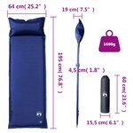 vidaXL Matelas de camping autogonflant oreiller 1 personne bleu marine