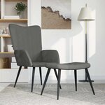 vidaXL Chaise de relaxation avec repose-pied Gris foncé Velours