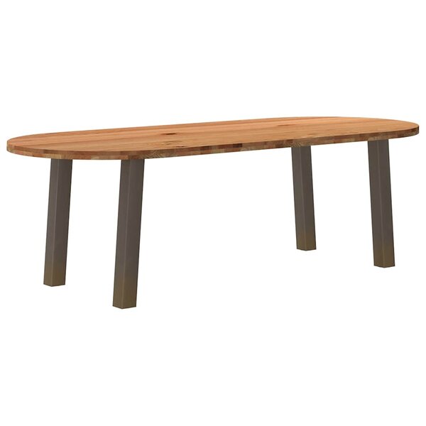 vidaXL Table à manger marron clair bois de chêne massif ovale
