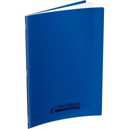 Cahier 140 pages seyès 90 g  couverture polypropylène bleu  format 21 x 29 7 cm CONQUERANT
