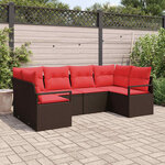 vidaXL Ensemble de Canapés avec coussin 6 Pièces Marron Poly Rattan
