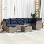vidaXL Salon de jardin 8 Pièces avec coussins gris résine tressée