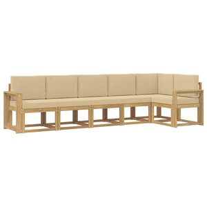 vidaXL Ensemble de canapés d'extérieur 6 Pièces Blanc et Beige Polyester