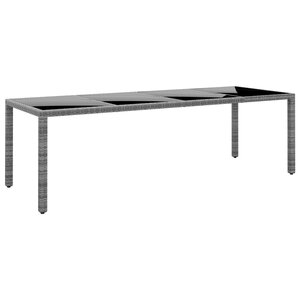 vidaXL Table de jardin 250x100x75 cm Verre trempé et Résine tressée