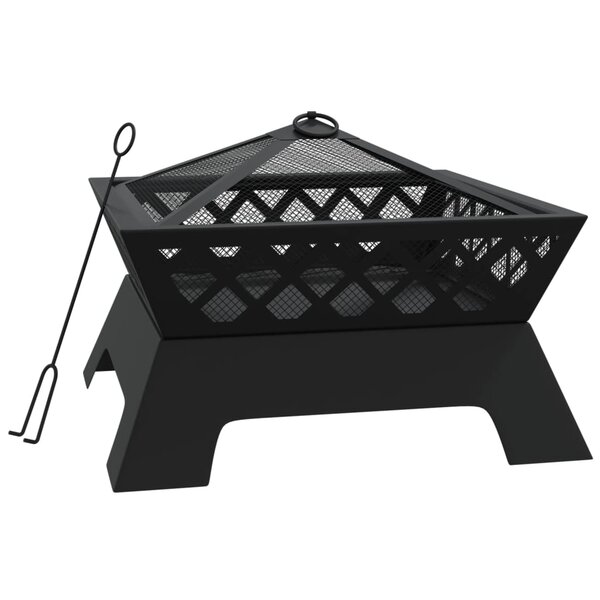vidaXL Foyer avec tisonnier 50 cm XXL acier