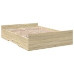 vidaXL Cadre de lit avec tiroirs sans matelas chêne sonoma 135x190 cm