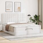 VidaXL Cadre de lit ottoman avec matelas blanc 160x200 cm similicuir