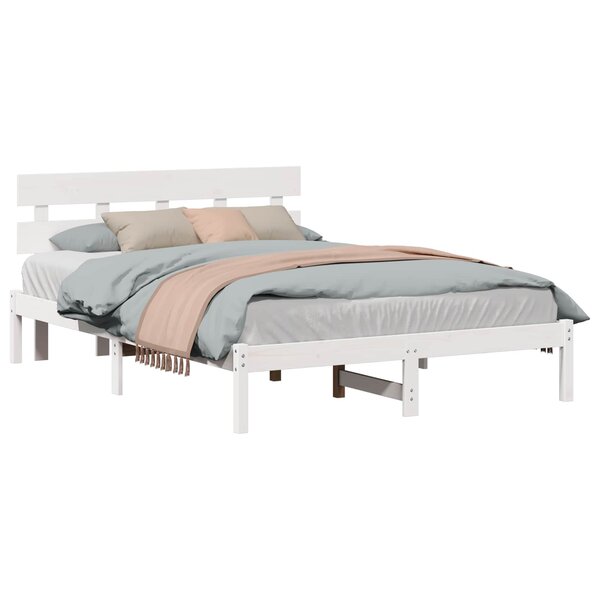 vidaXL Cadre de lit Blanc 160 x 200 cm Bois de pin massif