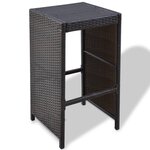 vidaXL Meuble de bar de jardin 7 Pièces et coussins Résine tressée Marron