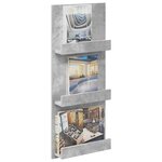 vidaXL Étagère à magazines avec étagère Gris béton 51 x 11 x 102 cm