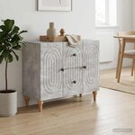 vidaXL Meuble TV Gris béton 89 x 34 5 x 60 cm Bois d'ingénierie