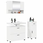 vidaXL Ensemble de mobilier de salle de bain 3 Pièces Blanc brillant