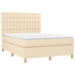 vidaXL Sommier à lattes de lit et matelas et LED Crème 140x200cm Tissu